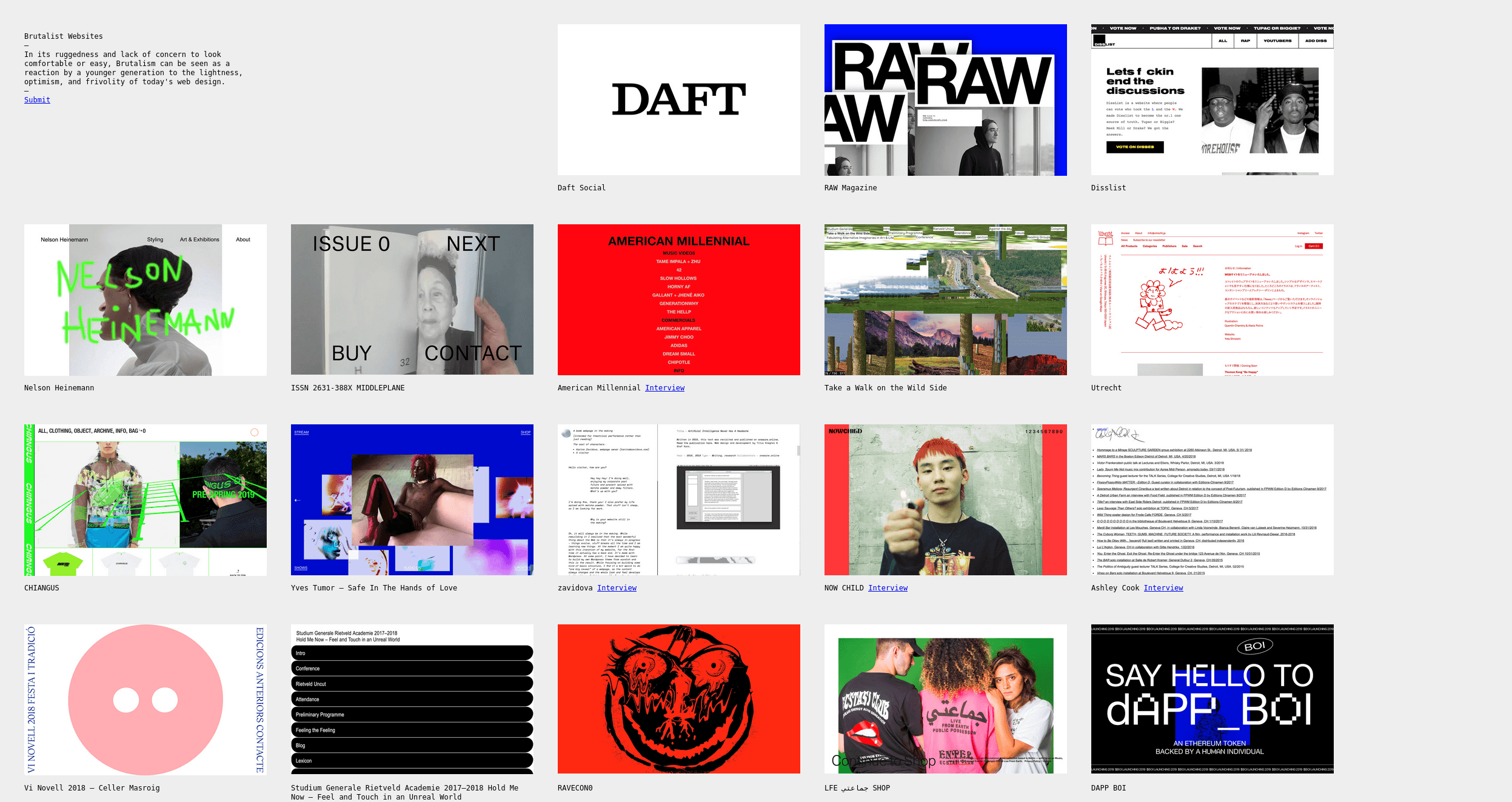 Inspiration for Brutalist Websites