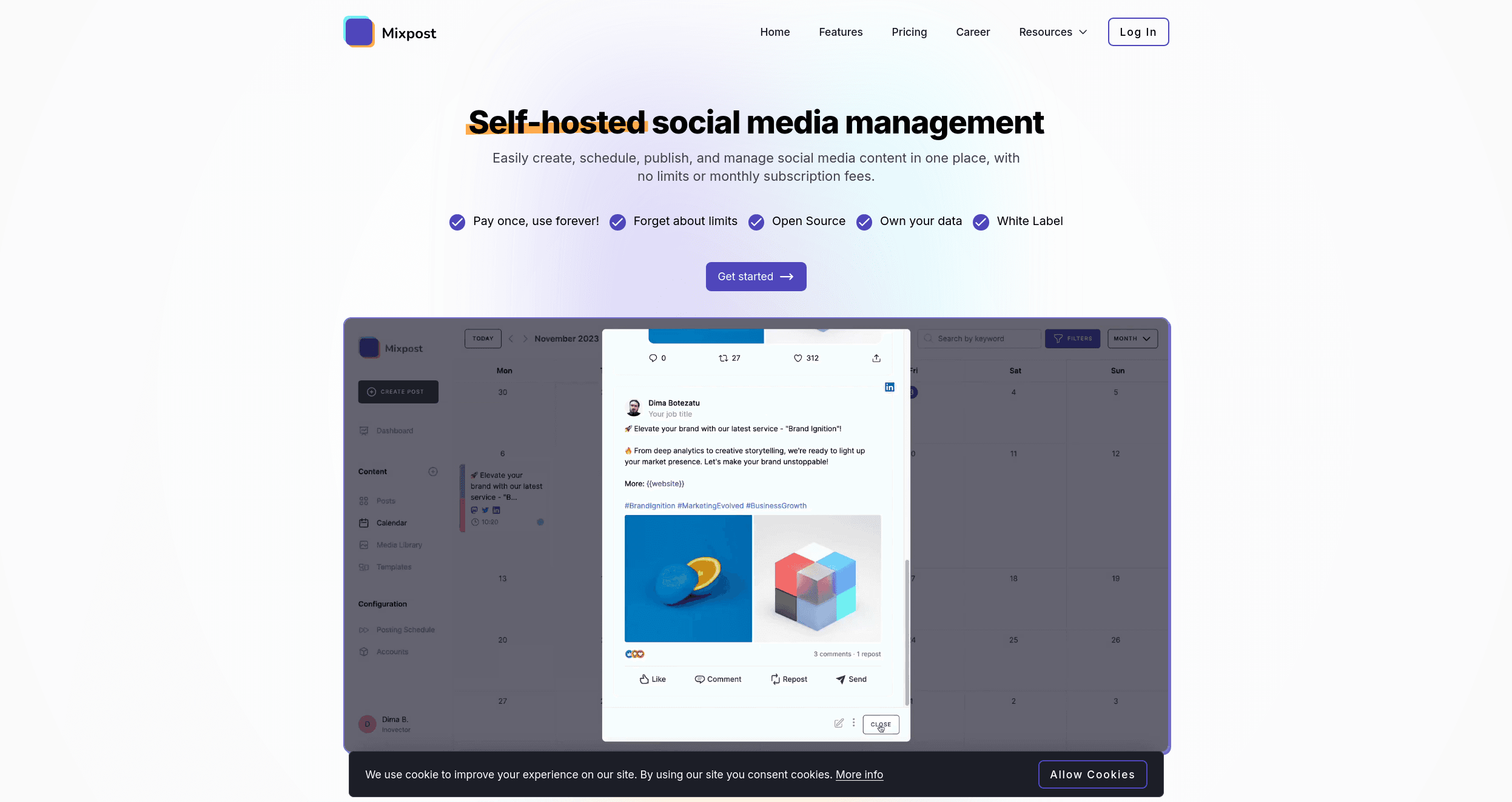 Self-hosted social media management